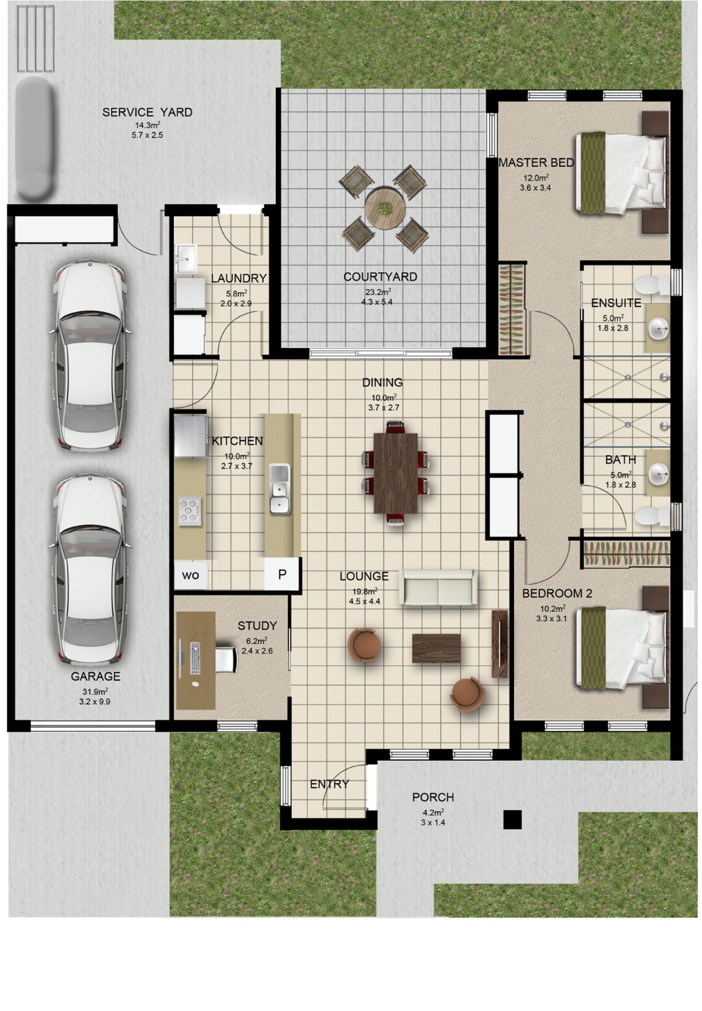 Two Bedroom + Study Units Fig Tree Levande